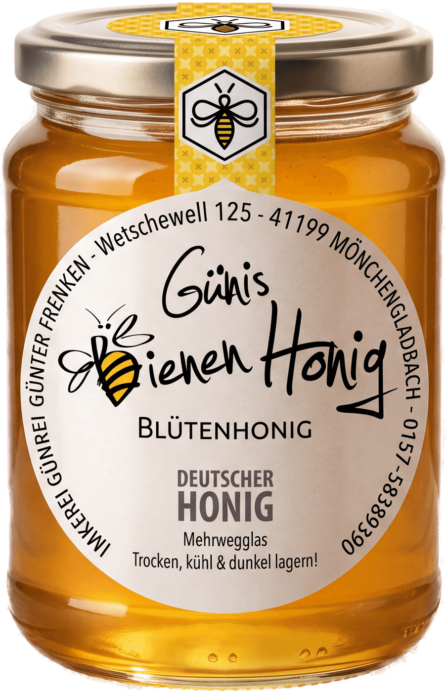 Blütenhonig von Günis Bienenhonig im 500 g Mehrwegglas